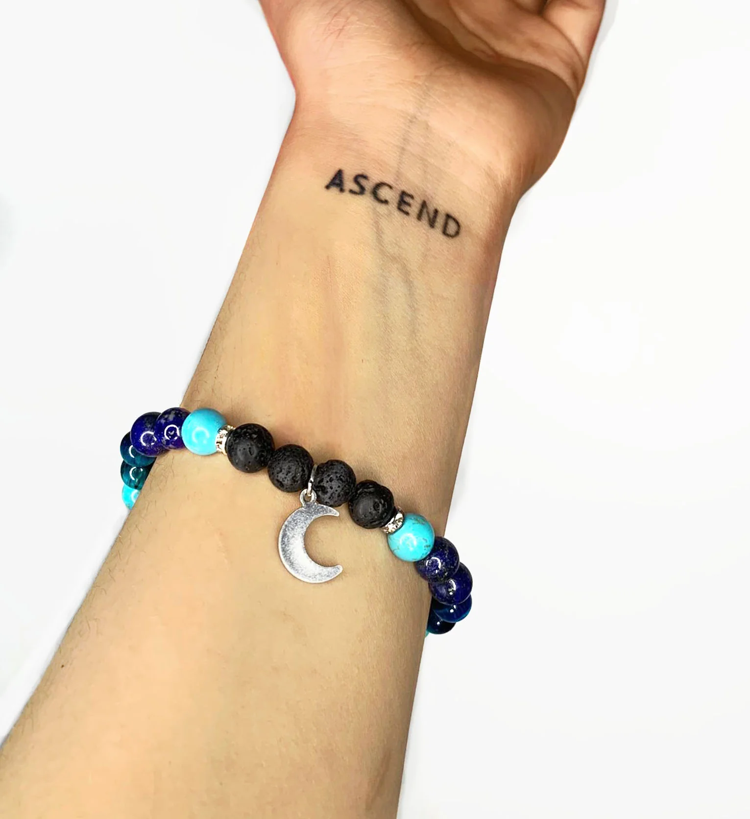 Anxiety Support Crystal Diffuser Bracelet (Customizable Charm) Blue - Image 3