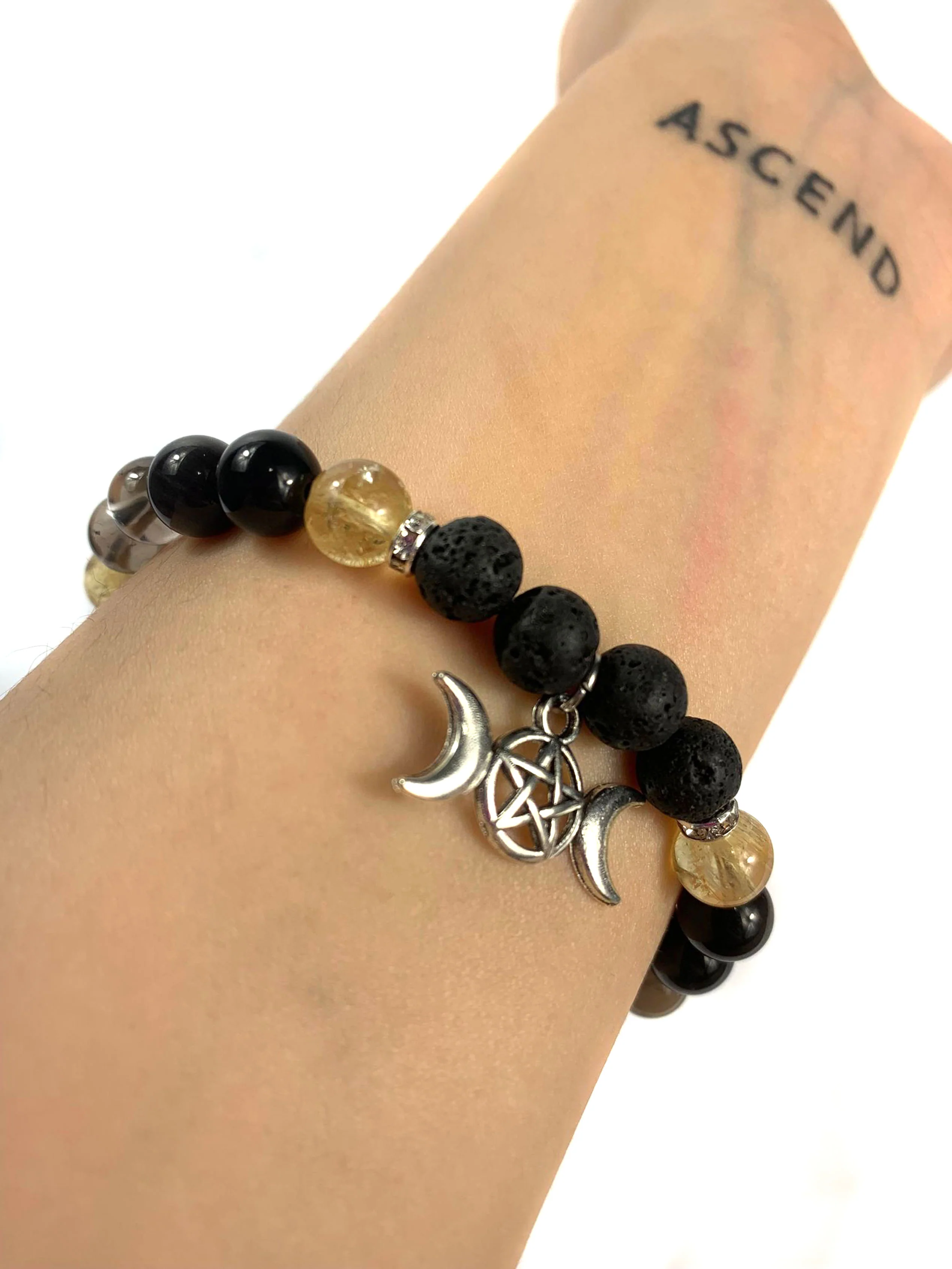 Depression & ADHD Support Crystal Diffuser Bracelet (Customizable Charm) Yellow/Brown - Image 3