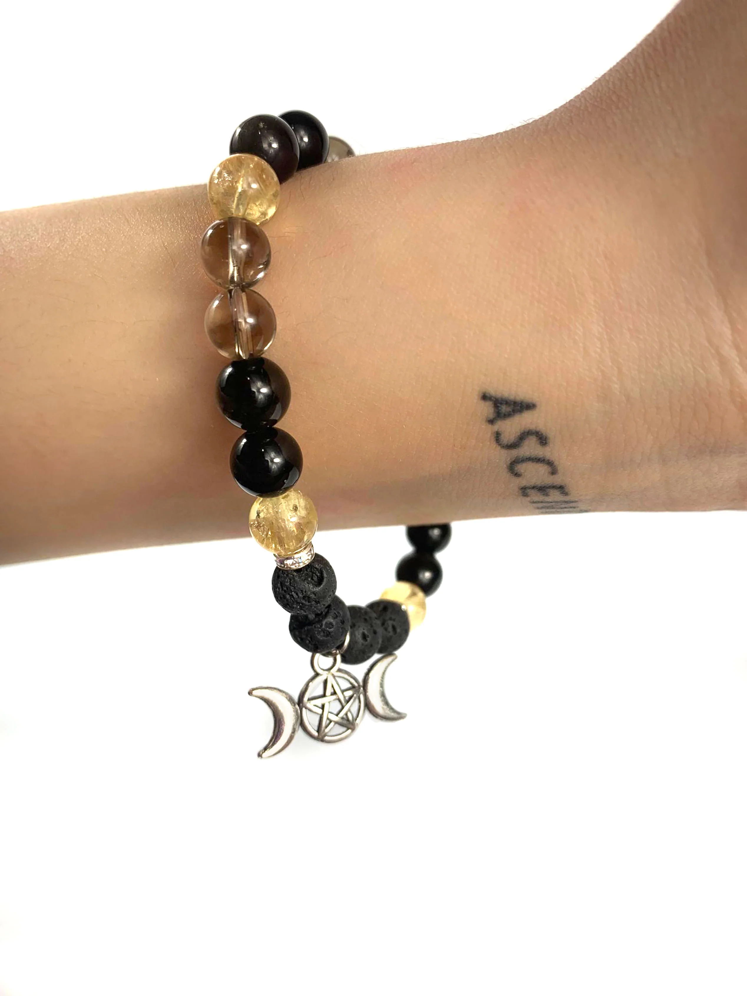 Depression & ADHD Support Crystal Diffuser Bracelet (Customizable Charm) Yellow/Brown - Image 4